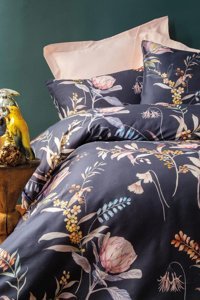 İssimo Home Protea Dijital Saten 4 Mevsim 200 x 220 cm Çarşaflı Desenli Çift Kişilik Nevresim Takımı Çok Renkli