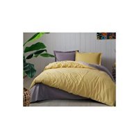 Özdilek Colormix Ranforce 4 Mevsim 200 x 220 cm Çarşaflı Düz Çift Kişilik Nevresim Takımı Gri-Sarı