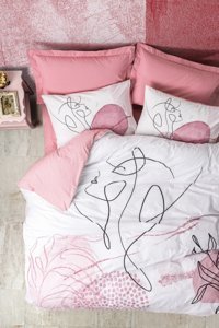 Cotton Box Senora Pamuklu 4 Mevsim 200 x 220 cm Çarşaflı Desenli Çift Kişilik Nevresim Takımı Gül Kurusu