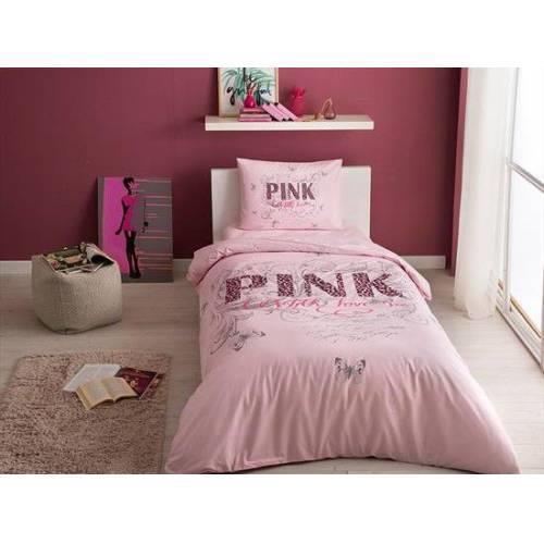 Taç Pink Ranforce 4 Mevsim 200 x 220 cm Çarşaflı Desenli Çift Kişilik Nevresim Takımı Pembe
