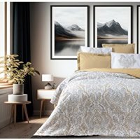Cotton Box Bohem Pamuklu 4 Mevsim 200 x 220 cm Çarşaflı Desenli Çift Kişilik Nevresim Takımı Hardal