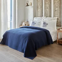 Karaca Home Fioris Pamuklu 4 Mevsim 200 x 220 cm Çarşaflı Desenli Çift Kişilik Nevresim Takımı Mavi