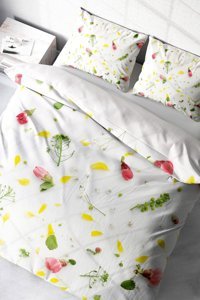 Monohome Garden Naturel Pamuklu 4 Mevsim 200 x 220 cm Çarşaflı Çiçekli Çift Kişilik Nevresim Takımı Çok Renkli