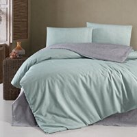 Schafer Perry Pamuklu 4 Mevsim 200 x 220 cm Çarşaflı Düz Çift Kişilik Nevresim Takımı Yeşil