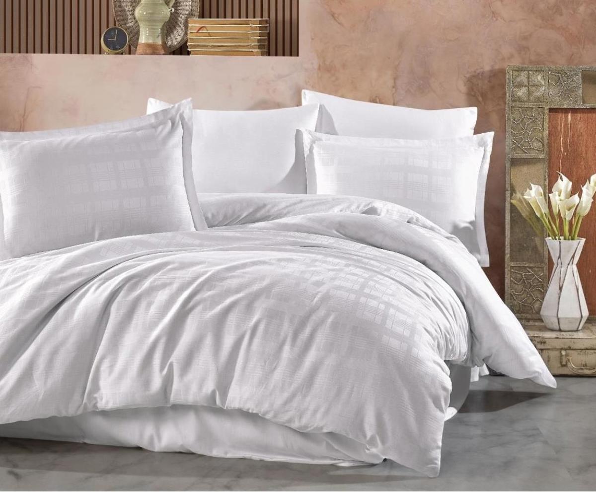 Clasy Marsela Pamuklu 4 Mevsim 200 x 220 cm Çarşaflı Desenli Çift Kişilik Nevresim Takımı Beyaz