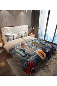 Monohome New York 3 Pamuklu 4 Mevsim 200 x 220 cm Çarşaflı Desenli Çift Kişilik Nevresim Takımı Çok Renkli