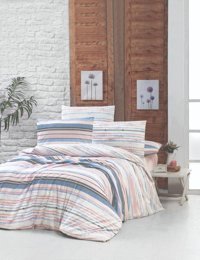 Minteks Gizmo Ranforce 4 Mevsim 200 x 220 cm Çarşaflı Desenli Çift Kişilik Nevresim Takımı Pudra