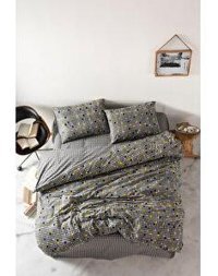 Cozy Home Dama Pamuklu 4 Mevsim 200 x 220 cm Çarşaflı Lastikli Desenli Çift Kişilik Nevresim Takımı Sarı