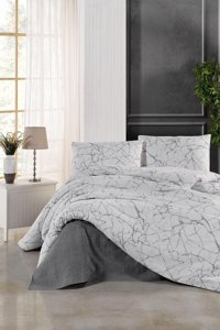 Tabu Home La Marble Pamuklu 4 Mevsim 200 x 220 cm Çarşaflı Desenli Çift Kişilik Nevresim Takımı Çok Renkli