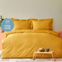 Karaca Home Pamuklu 4 Mevsim 200 x 220 cm Çarşaflı Düz Çift Kişilik Nevresim Takımı Sarı