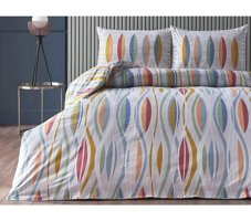 Doqu Home Festival Pamuklu 4 Mevsim 200 x 220 cm Çarşaflı Desenli Çift Kişilik Nevresim Takımı Mavi