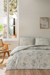 Özdilek Green Leaf Pamuklu 4 Mevsim 200 x 220 cm Çarşaflı Desenli Çift Kişilik Nevresim Takımı Çok Renkli