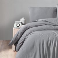 Schafer Gofre Soft Pamuklu 4 Mevsim 160 x 220 cm Çarşaflı Düz Çift Kişilik Nevresim Takımı Gri