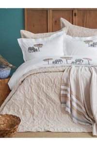 Apricitas Aleph Linen Pamuklu 4 Mevsim 200 x 220 cm Çarşaflı Desenli Çift Kişilik Nevresim Takımı Çok Renkli