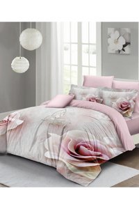 Monohome Wildrose 3D Pamuklu 4 Mevsim 200 x 220 cm Çarşaflı Desenli Çift Kişilik Nevresim Takımı Çok Renkli