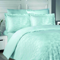 Maxstyle Evgenia Mint Saten 4 Mevsim 200 x 220 cm Çarşaflı Desenli Çift Kişilik Nevresim Takımı Mint Yeşili