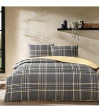 Taç Aspen Ranforce 4 Mevsim 200 x 220 cm Çarşaflı Desenli Çift Kişilik Nevresim Takımı Antrasit