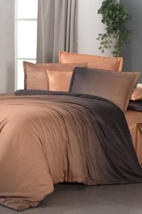 Sarev Solido Saten 4 Mevsim 200 x 220 cm Çarşaflı Düz Çift Kişilik Nevresim Takımı Taba