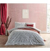 Doqu Home Elegan Ranforce 4 Mevsim 200 x 220 cm Çarşaflı Çiçekli Çift Kişilik Nevresim Takımı Beyaz