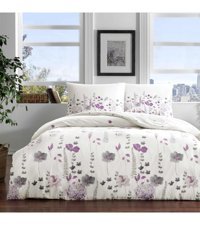 Taç Jenny Ranforce 4 Mevsim 200 x 220 cm Çarşaflı Desenli Çift Kişilik Nevresim Takımı Mor