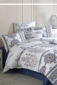 Çeyiz Diyarı Binnur Pamuklu 4 Mevsim 200 x 220 cm Çarşaflı Desenli Çift Kişilik Nevresim Takımı Çok Renkli
