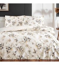 Taç Maisy Saten 4 Mevsim 200 x 220 cm Çarşaflı Çiçekli Çift Kişilik Nevresim Takımı Krem