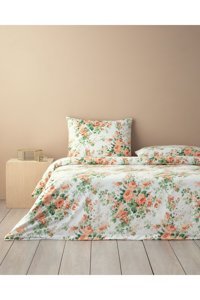 English Home Mystic Rose Pamuklu 4 Mevsim 200 x 220 cm Çarşaflı Çiçekli Çift Kişilik Nevresim Takımı Turuncu