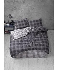 Cozy Home Ekose Pamuklu 4 Mevsim 200 x 220 cm Çarşaflı Kareli Çift Kişilik Nevresim Takımı Antrasit