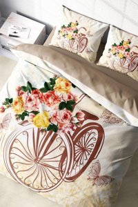 Monohome Romantic Bicycle Pamuklu 4 Mevsim 200 x 220 cm Çarşaflı Desenli Çift Kişilik Nevresim Takımı Çok Renkli