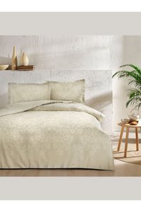 Taç Herta Saten 4 Mevsim 200 x 220 cm Çarşaflı Desenli Çift Kişilik Nevresim Takımı Bej