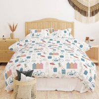 Evidea Soft Littoral Pamuklu 4 Mevsim 200 x 220 cm Çarşaflı Desenli Çift Kişilik Nevresim Takımı Çok Renkli