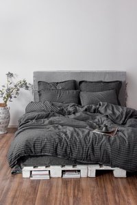Ecocotton Pamuklu 4 Mevsim 200 x 220 cm Çarşaflı Desenli Çift Kişilik Nevresim Takımı Antrasit