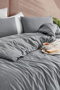 Tabu Home Pamuklu 4 Mevsim 160 x 220 cm Çarşaflı Desenli Çift Kişilik Nevresim Takımı Antrasit