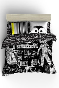 Helen George Music Pamuklu 4 Mevsim 200 x 220 cm Çarşaflı Music Çift Kişilik Nevresim Takımı Çok Renkli
