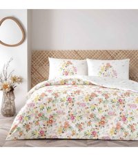 Taç Shirley Ranforce 4 Mevsim 200 x 220 cm Çarşaflı Çiçekli Çift Kişilik Nevresim Takımı Sarı