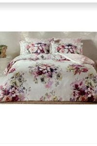 Taç puva Saten 4 Mevsim 200 x 220 cm Çarşaflı Desenli Çift Kişilik Nevresim Takımı Lila