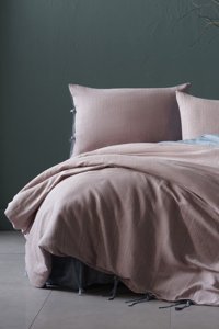 Doqu Home İpliği Boyalı Pamuklu 4 Mevsim 200 x 220 cm Çarşaflı Desenli Çift Kişilik Nevresim Takımı Mavi