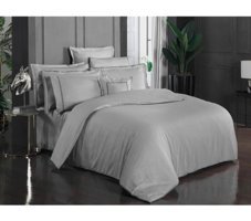 Sarev Jacquard V3 Pamuklu 4 Mevsim 200 x 220 cm Çarşaflı Düz Çift Kişilik Nevresim Takımı Gri
