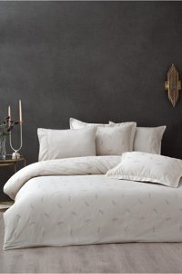 Ecocotton Pamuk Saten 4 Mevsim 200 x 220 cm Çarşaflı Desenli Çift Kişilik Nevresim Takımı Bej