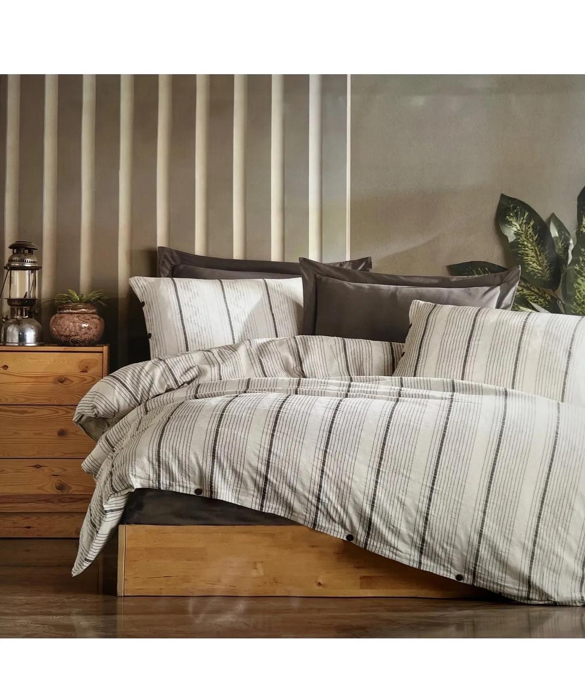 Şaheser Avva Pamuklu 4 Mevsim 200 x 220 cm Çarşaflı Desenli Çift Kişilik Nevresim Takımı Antrasit