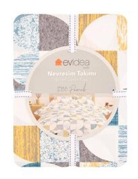 Evidea Soft Vivet Pamuklu 4 Mevsim 200 x 220 cm Çarşaflı Desenli Çift Kişilik Nevresim Takımı Çok Renkli