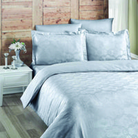 Maxstyle Evgenia Saten 4 Mevsim 200 x 220 cm Çarşaflı Desenli Çift Kişilik Nevresim Takımı Gri