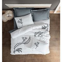 Cotton Box Ranforce 4 Mevsim 200 x 220 cm Çarşaflı Desenli Çift Kişilik Nevresim Takımı Gri