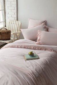 İssimo Home Daisy Pamuklu 4 Mevsim 200 x 220 cm Çarşaflı Dantelli Çift Kişilik Nevresim Takımı Pembe