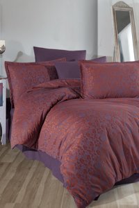 Varol Luxury Lagertha Jakarlı 4 Mevsim 200 x 220 cm Çarşaflı Desenli Çift Kişilik Nevresim Takımı Bakır