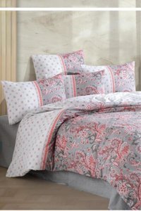 Çeyiz Diyarı Cansu Pamuklu 4 Mevsim 200 x 220 cm Çarşaflı Desenli Çift Kişilik Nevresim Takımı Çok Renkli