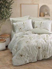 Cotton Box Lucida Saten 4 Mevsim 200 x 220 cm Çarşaflı Desenli Çift Kişilik Nevresim Takımı Bej