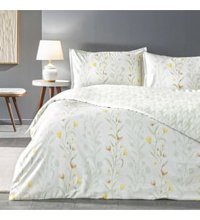 Linens Allday Bliss Saten 4 Mevsim 200 x 220 cm Çarşaflı Çiçekli Çift Kişilik Nevresim Takımı Beyaz