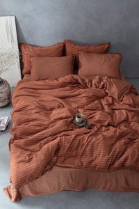 Ecocotton Pamuklu 4 Mevsim 200 x 220 cm Çarşaflı Desenli Çift Kişilik Nevresim Takımı Taba