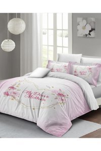 Monohome Anneler Günü Saten 4 Mevsim 200 x 220 cm Çarşaflı Desenli Çift Kişilik Nevresim Takımı Çok Renkli